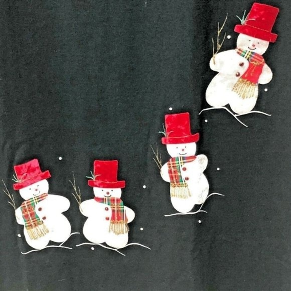 Vintage Karla Marie Snowman Maxi Dress Black Size Large - Picture 3 of 10